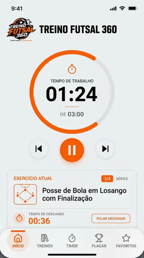 Tela 3 do aplicativo Treino Futsal 360